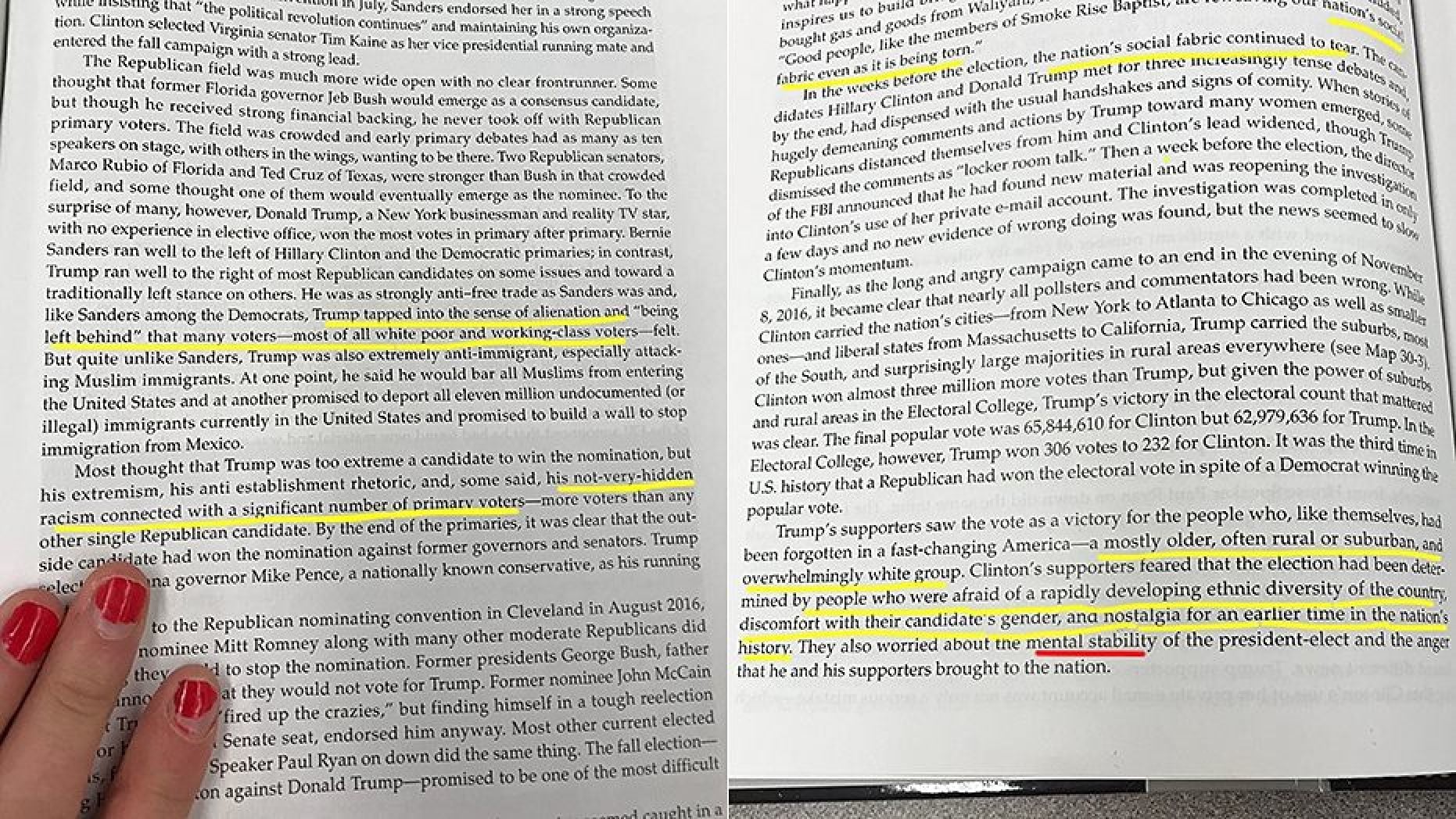 New Leftist High School Textbook Describes Trump as Mentally Ill, Supporters as Racist Textbook