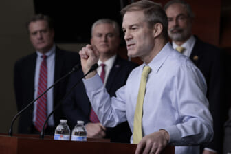 WASHINGTON, DC - JANUARY 19: Rep. Jim Jordan (R-OH) speaks during a news conference following a weekly House Republican caucus conference meeting at the U.S. Capitol Building on January 19, 2022 in Washington, DC. Ahead of U.S. President Joe Biden’s one year anniversary as president, members of the House Republican leadership and the GOP Doctors Caucus outlined what they see as the shortfalls of the administration, including their actions to combat COVID-19, the U.S. withdrawal from Afghanistan, and the state of the economy. (Photo by Anna Moneymaker/Getty Images)